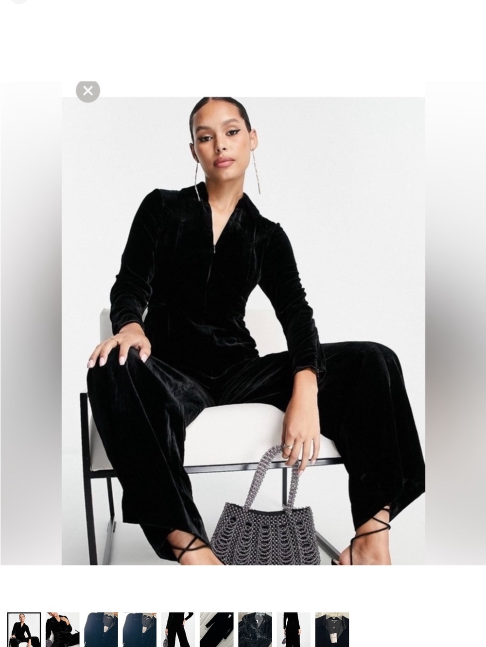 Whistles Black Velvet Wide-Leg Jumpsuit